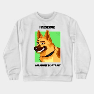 German Shepherd Dog: Anime Cartoon Portrait Crewneck Sweatshirt